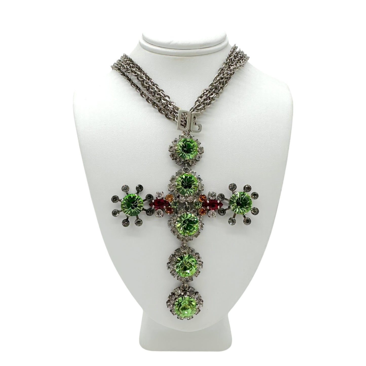 Dolce & Gabbana Green Rhinestone Multi-Chain Cross Choker - Outfit Repeater