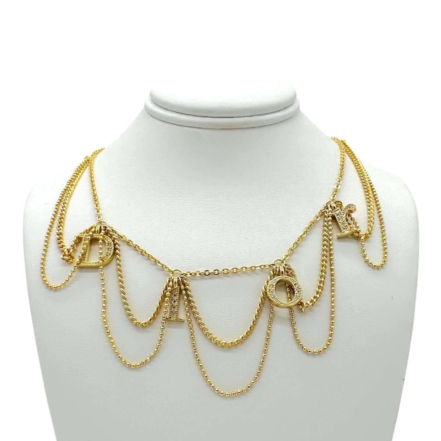 Dior Gold Multi-Chain Logo Necklace