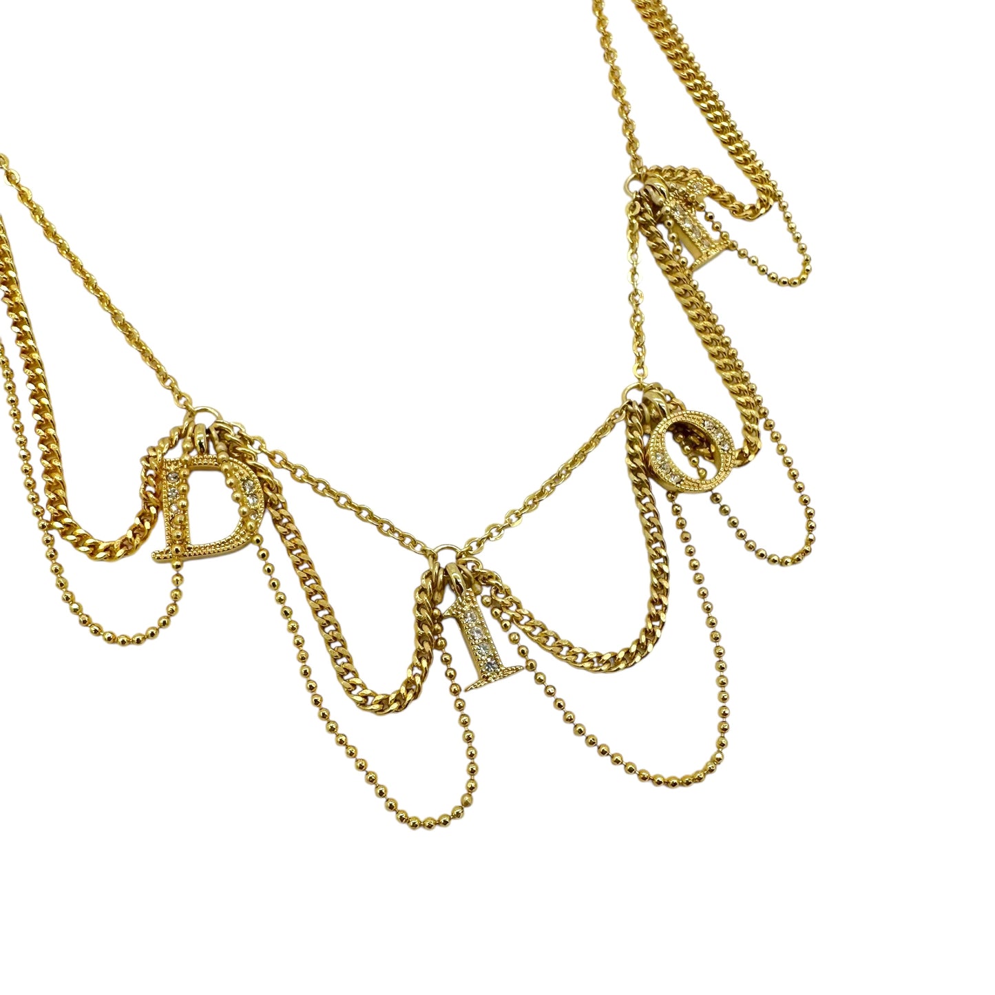 Dior Gold Multi-Chain Logo Necklace