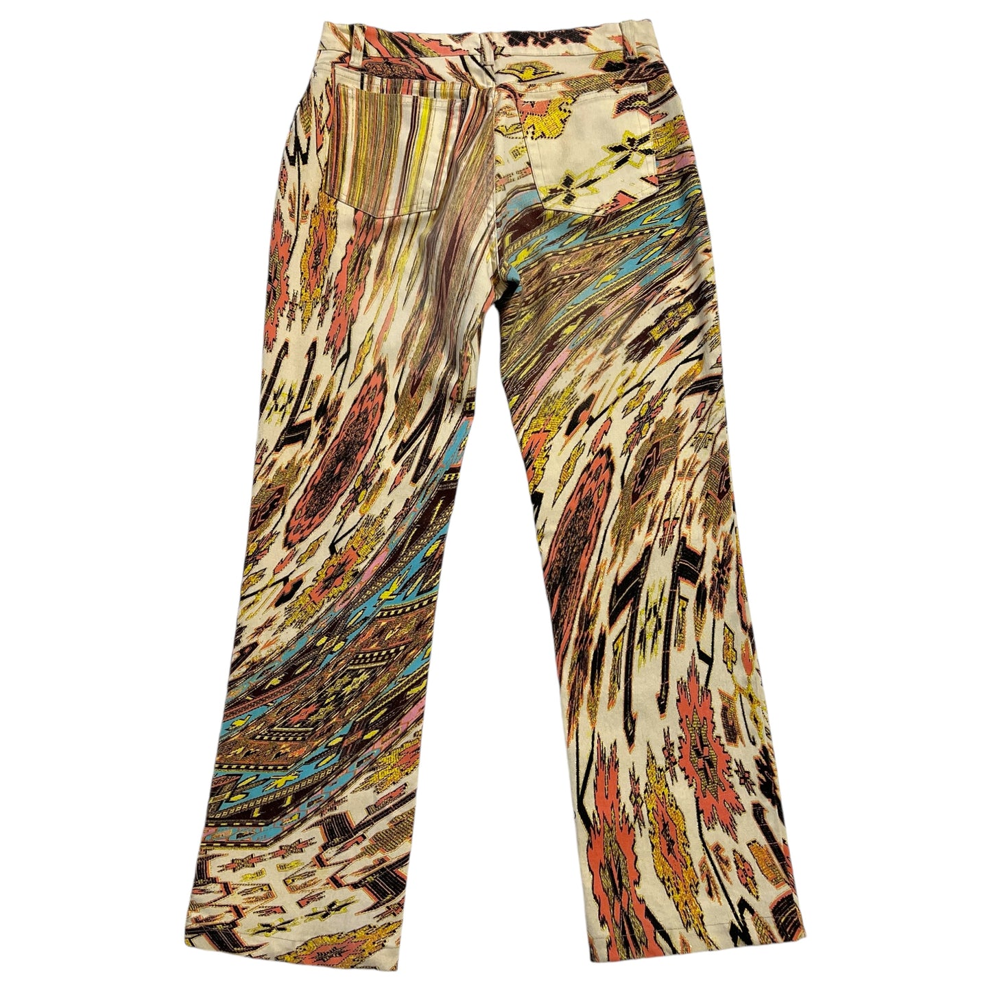 Roberto Cavalli S/S 2003 Ivory Multicolor Printed Jeans