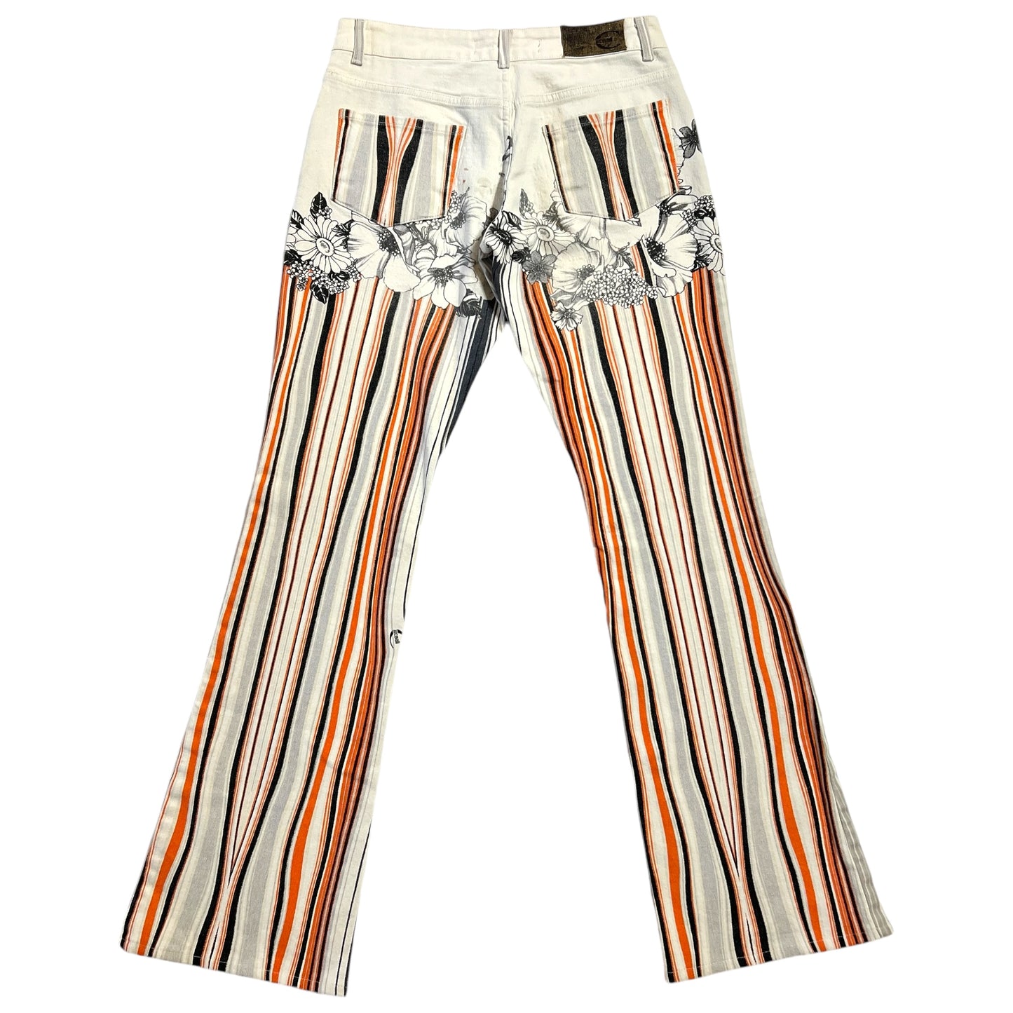 Just Cavalli by Roberto Cavalli Orange & White Striped Floral Jeans