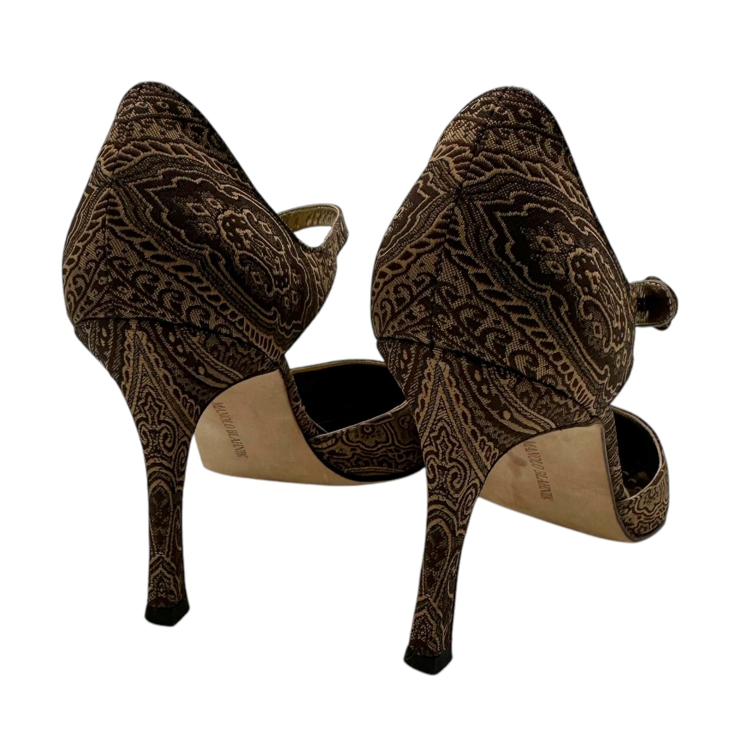 Manolo Blahnik Brown Paisley Pointed Toe Heels