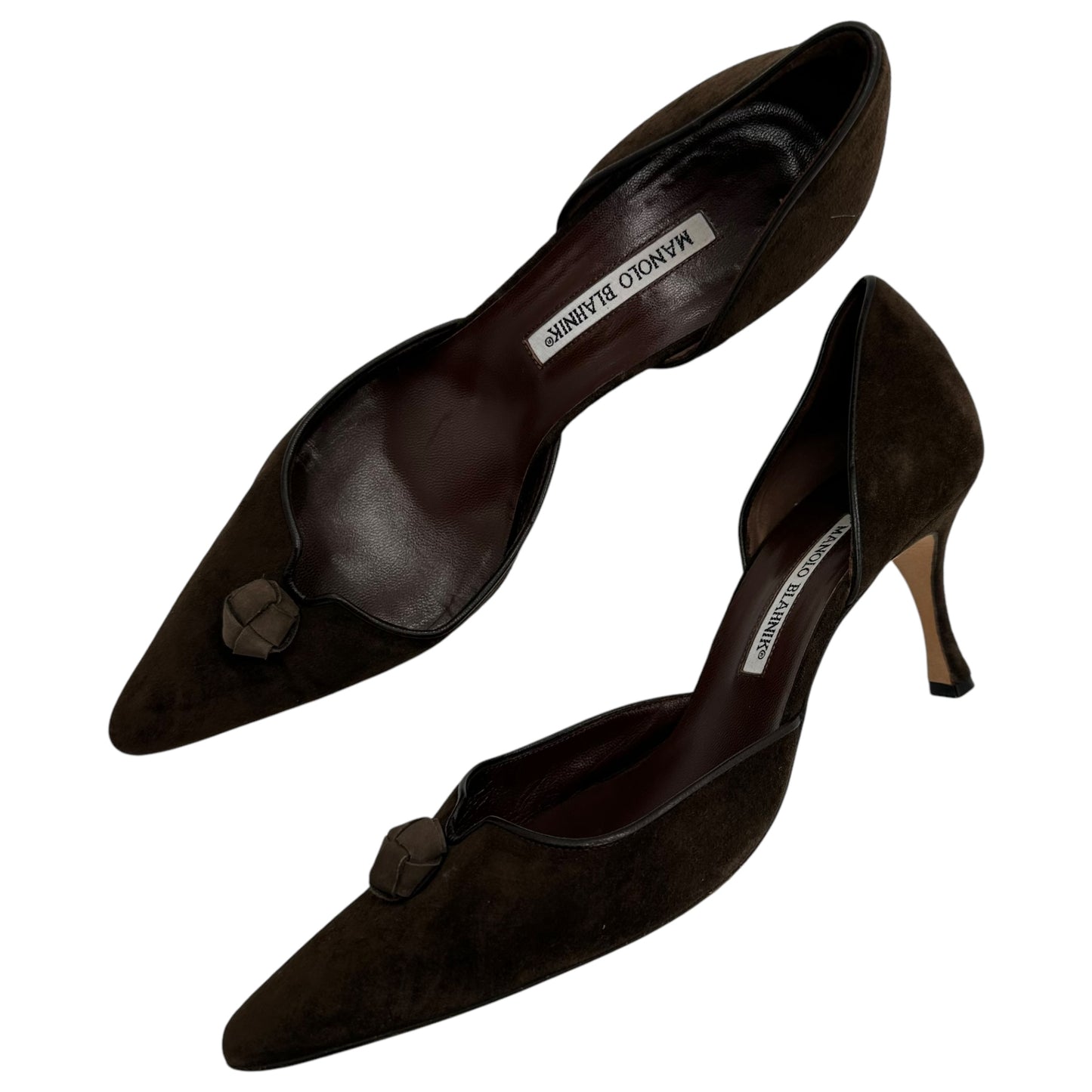 Manolo Blahnik Brown Suede D'Orsay Heels