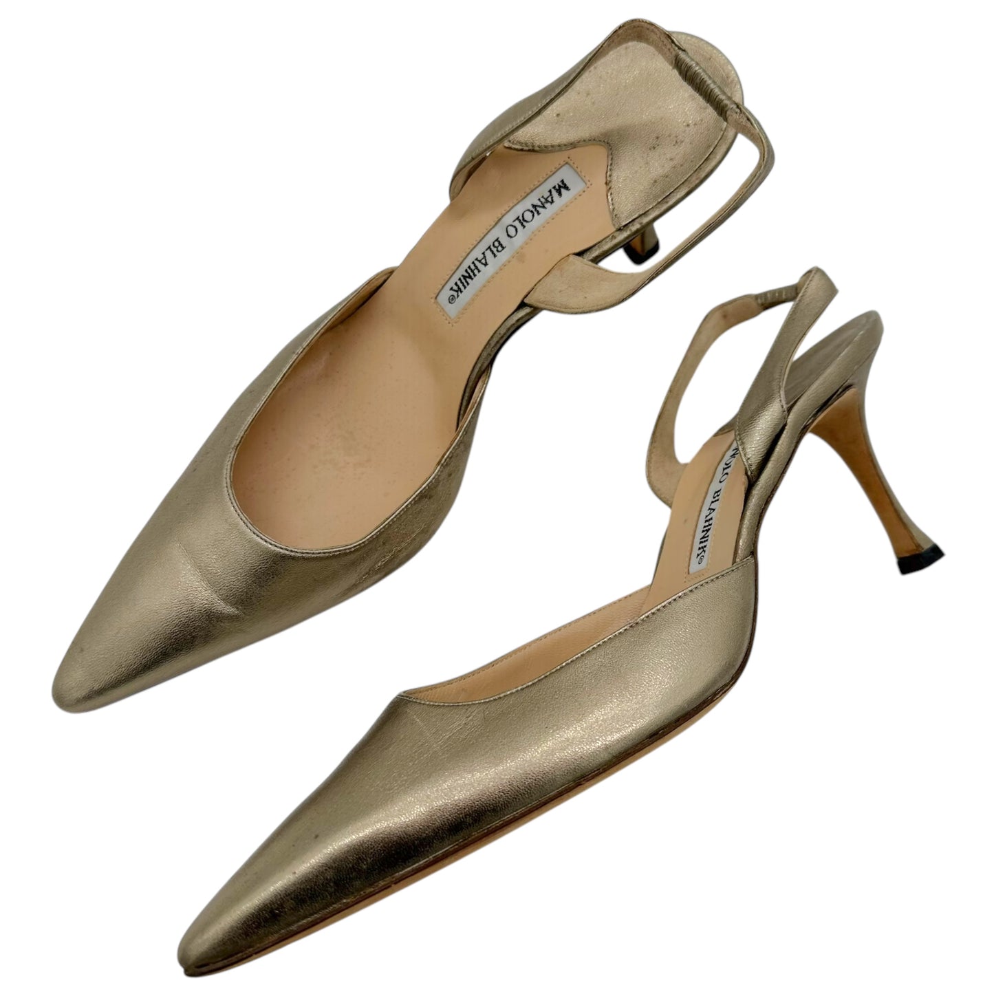 Manolo Blahnik Metallic Slingback Heels