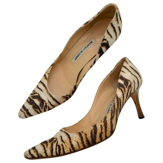 Manolo Blahnik White Tiger Stripe Heels