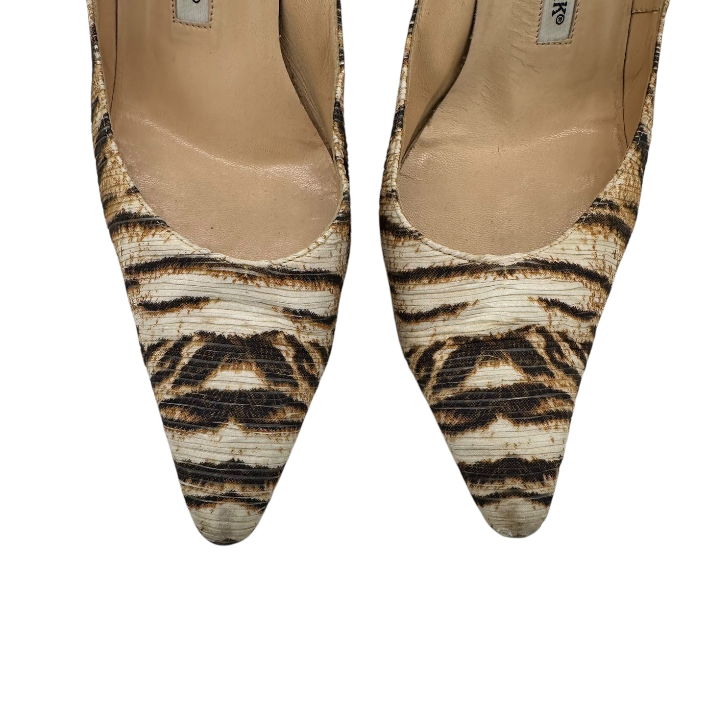 Manolo Blahnik White Tiger Stripe Heels