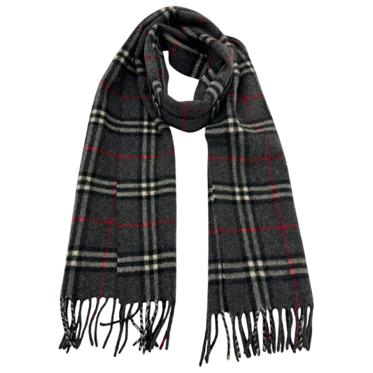Burberry Dark Gray Plaid Cashmere Scarf - Outfit Repeater
