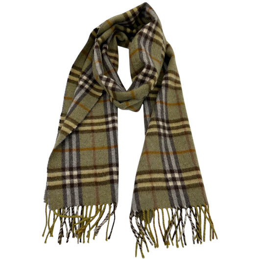 Burberry Light Green Plaid Cashmere Scarf