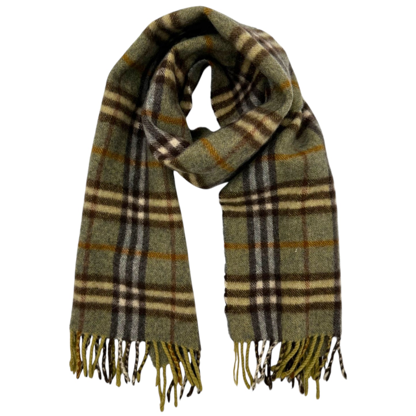 Burberry Blue Green Plaid Cashmere Scarf