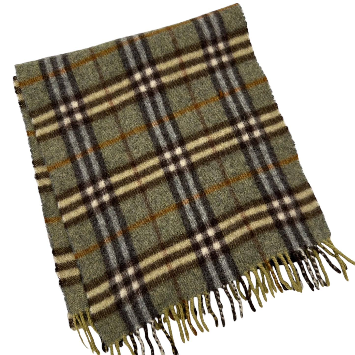 Burberry Blue Green Plaid Cashmere Scarf