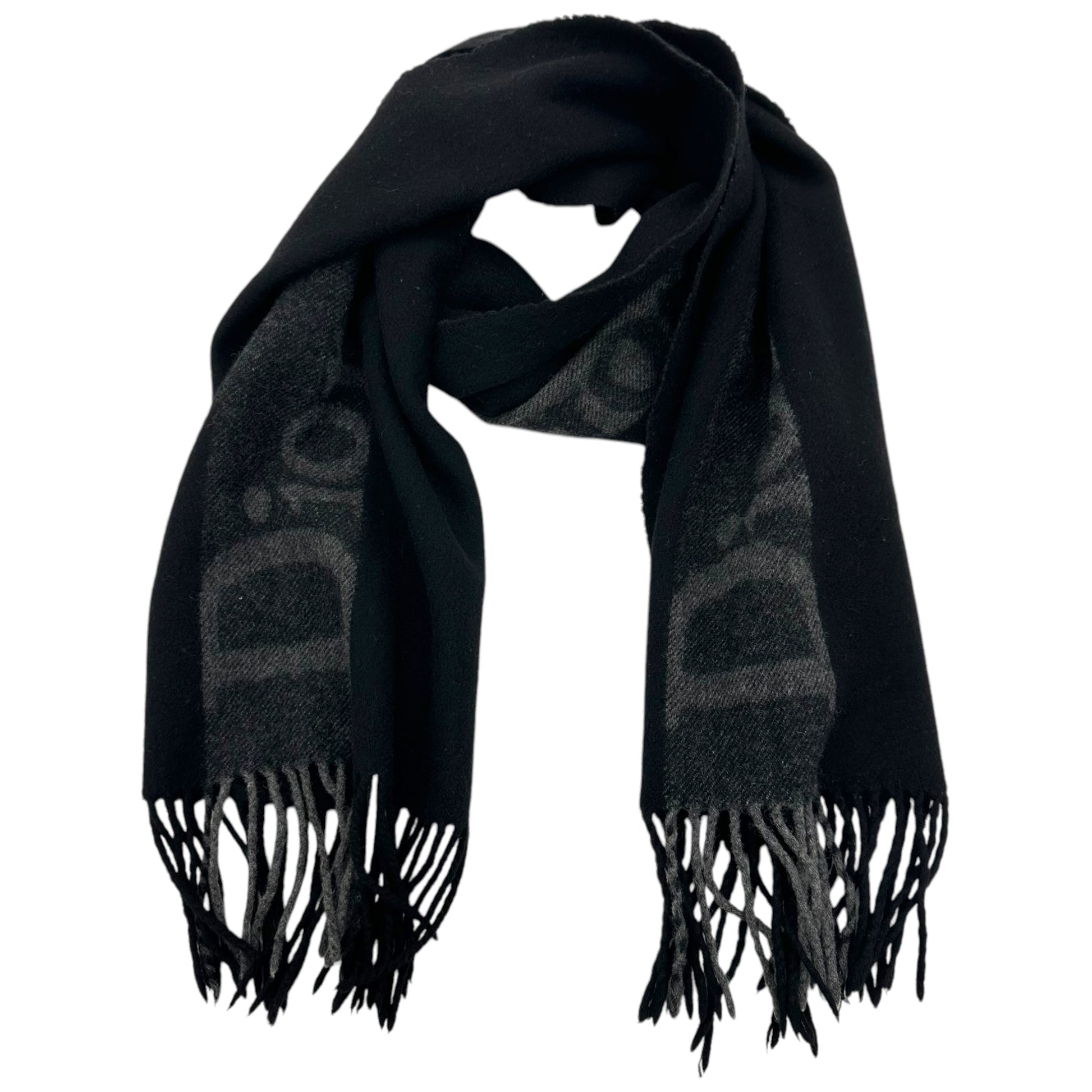 Christian Dior Black Cashmere Logo Scarf - Outfit Repeater
