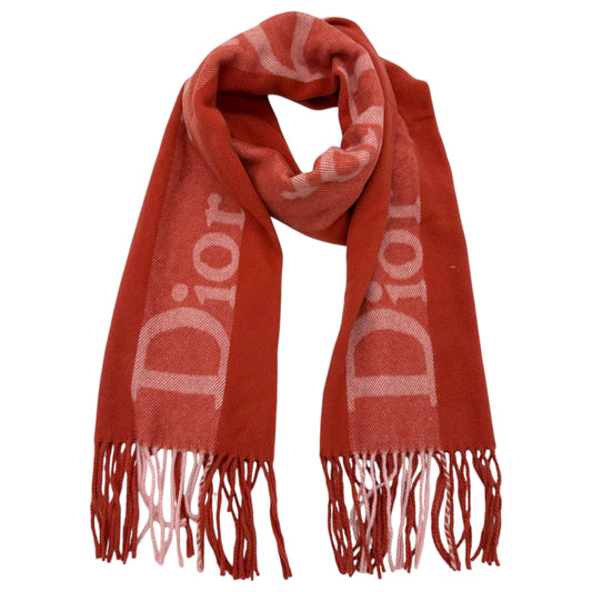 Christian Dior Red & Pink Cashmere Logo Scarf - Outfit Repeater