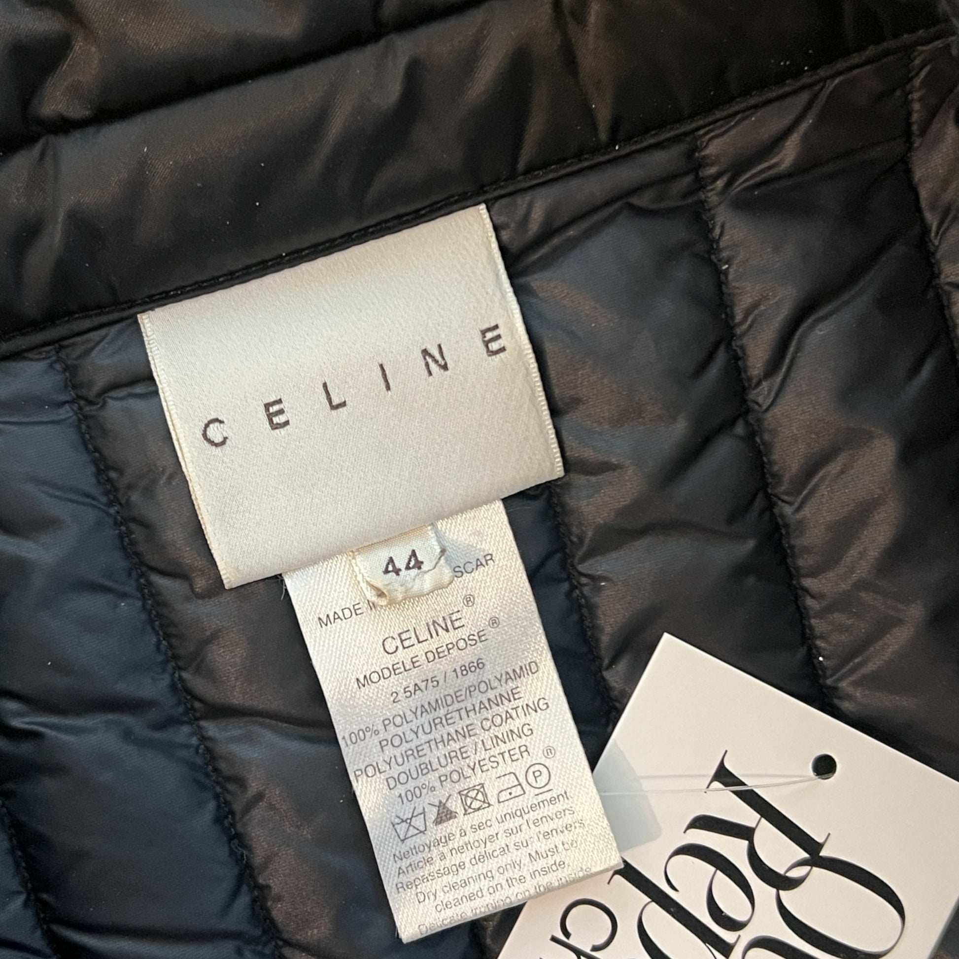 Celine Black Bomber Puffer Coat with High Collar