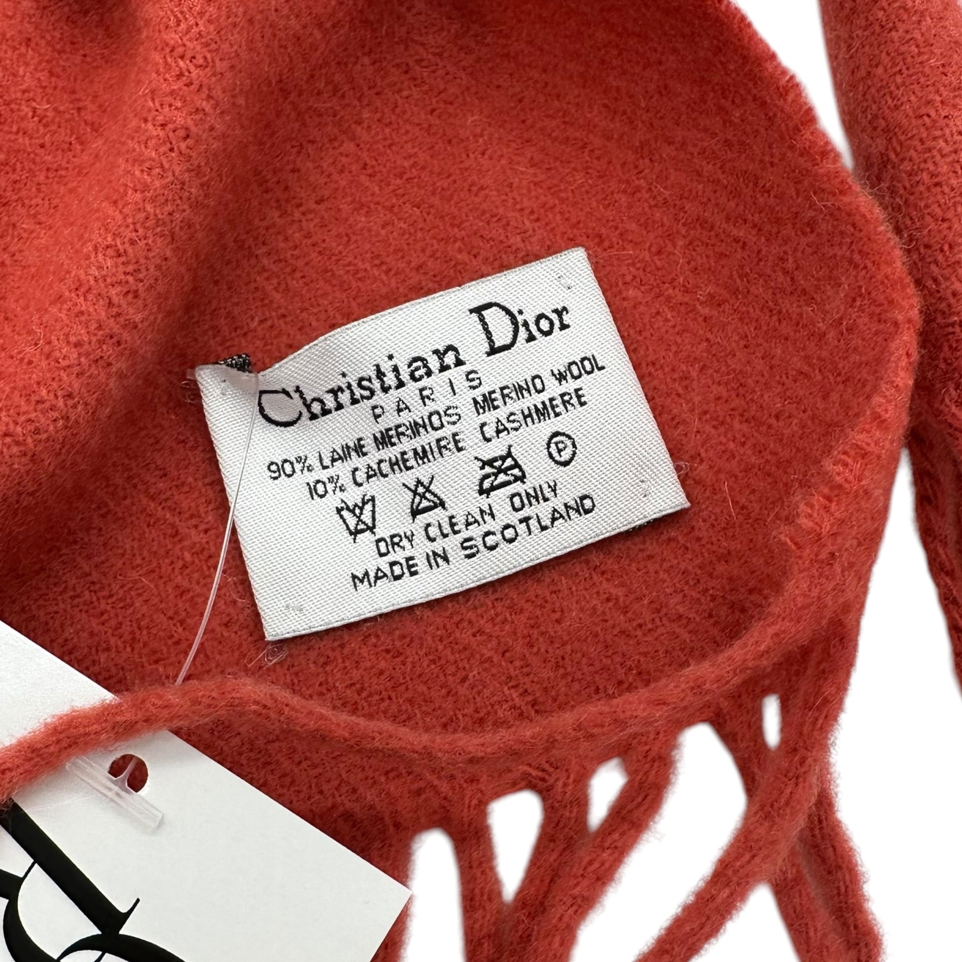 Christian Dior Red & Pink Cashmere Logo Scarf - Outfit Repeater