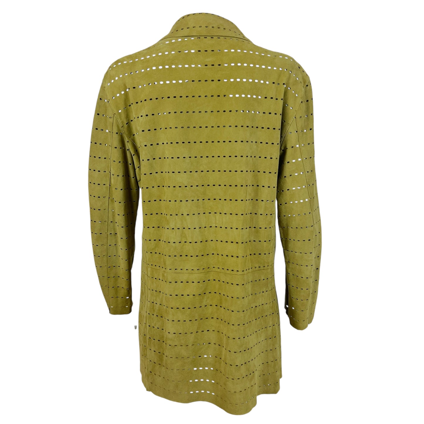 Fendi Pelle Moss Green Suede Laser Cutout Jacket