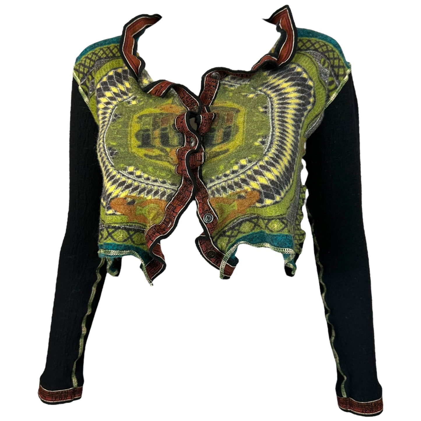 Jean Paul Gaultier Currency Printed Crop Cardigan