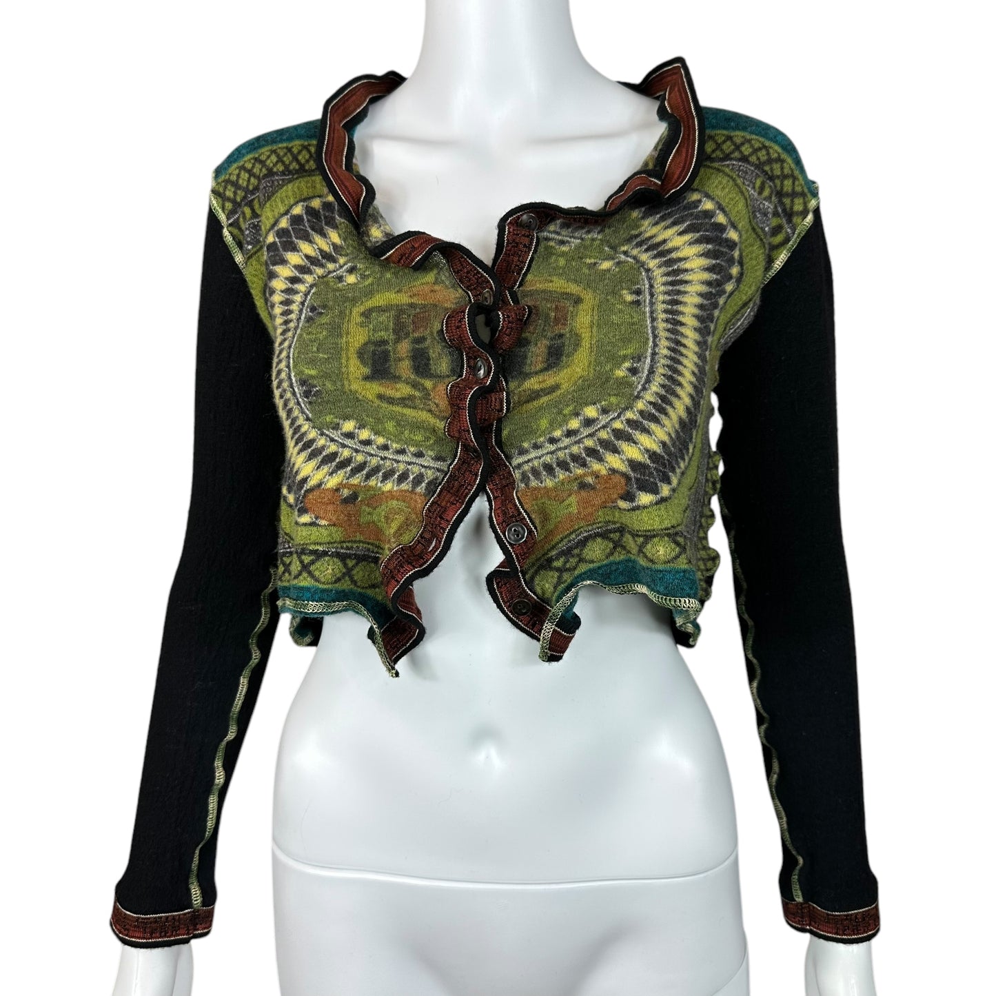 Jean Paul Gaultier Currency Printed Crop Cardigan