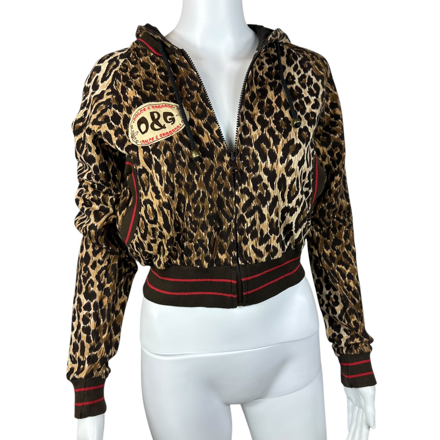 D&G Dolce & Gabbana 'Favorite Jogging Clothes' Leopard Print Crop Hoodie - Outfit Repeater