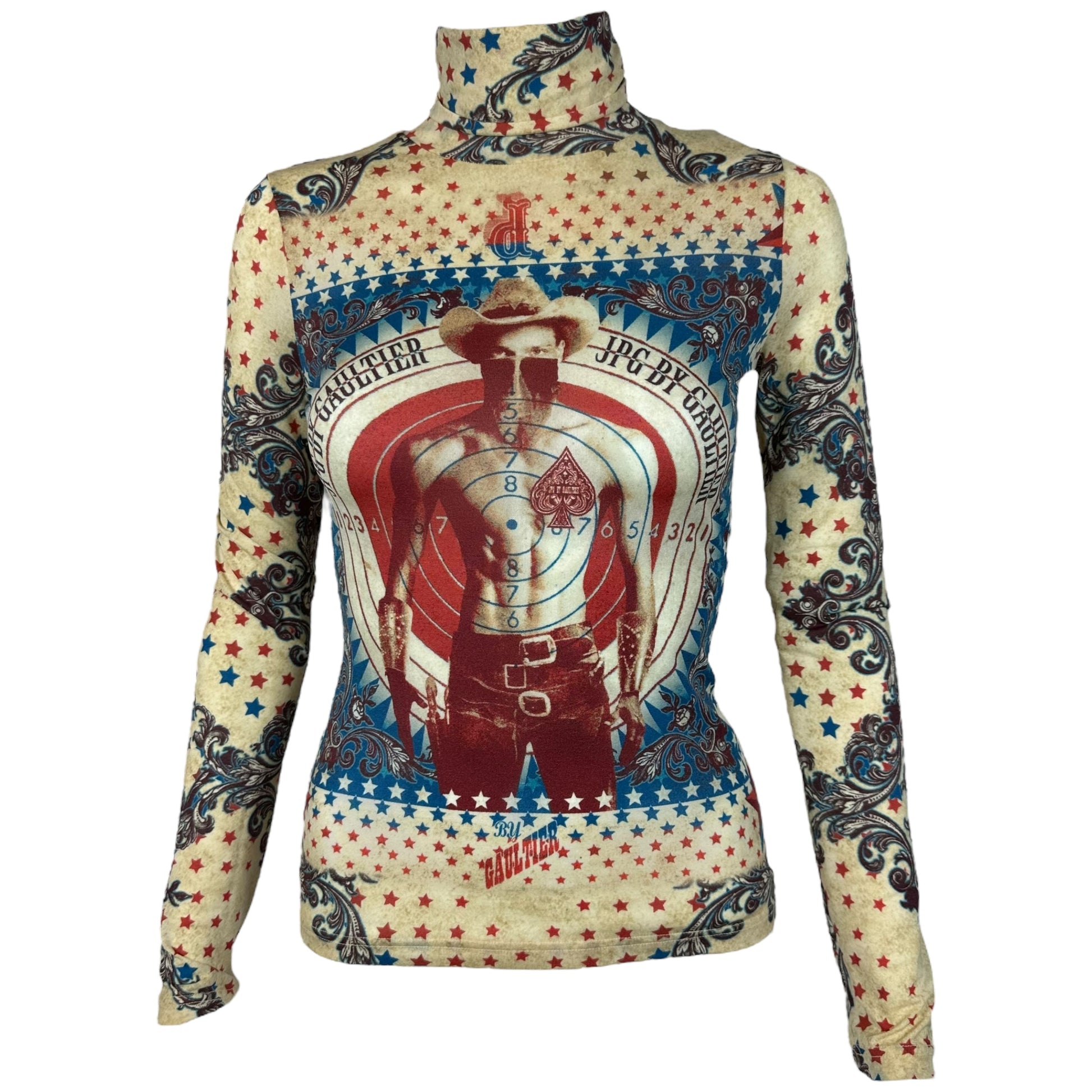 Jean Paul Gaultier Cowboy Print Turtleneck Top - Outfit Repeater