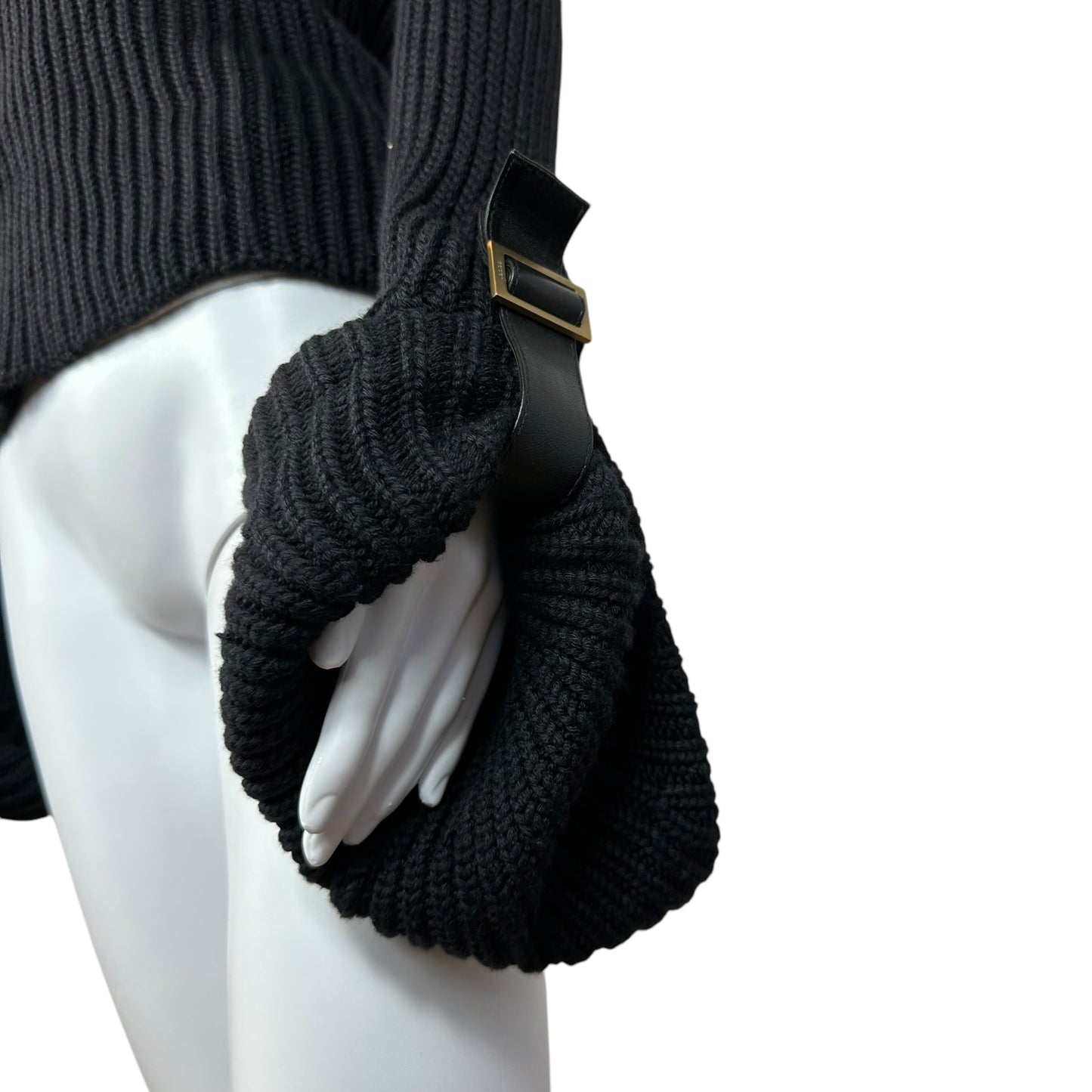 Gucci Black Cashmere Belted Off the Shoulder Sweater