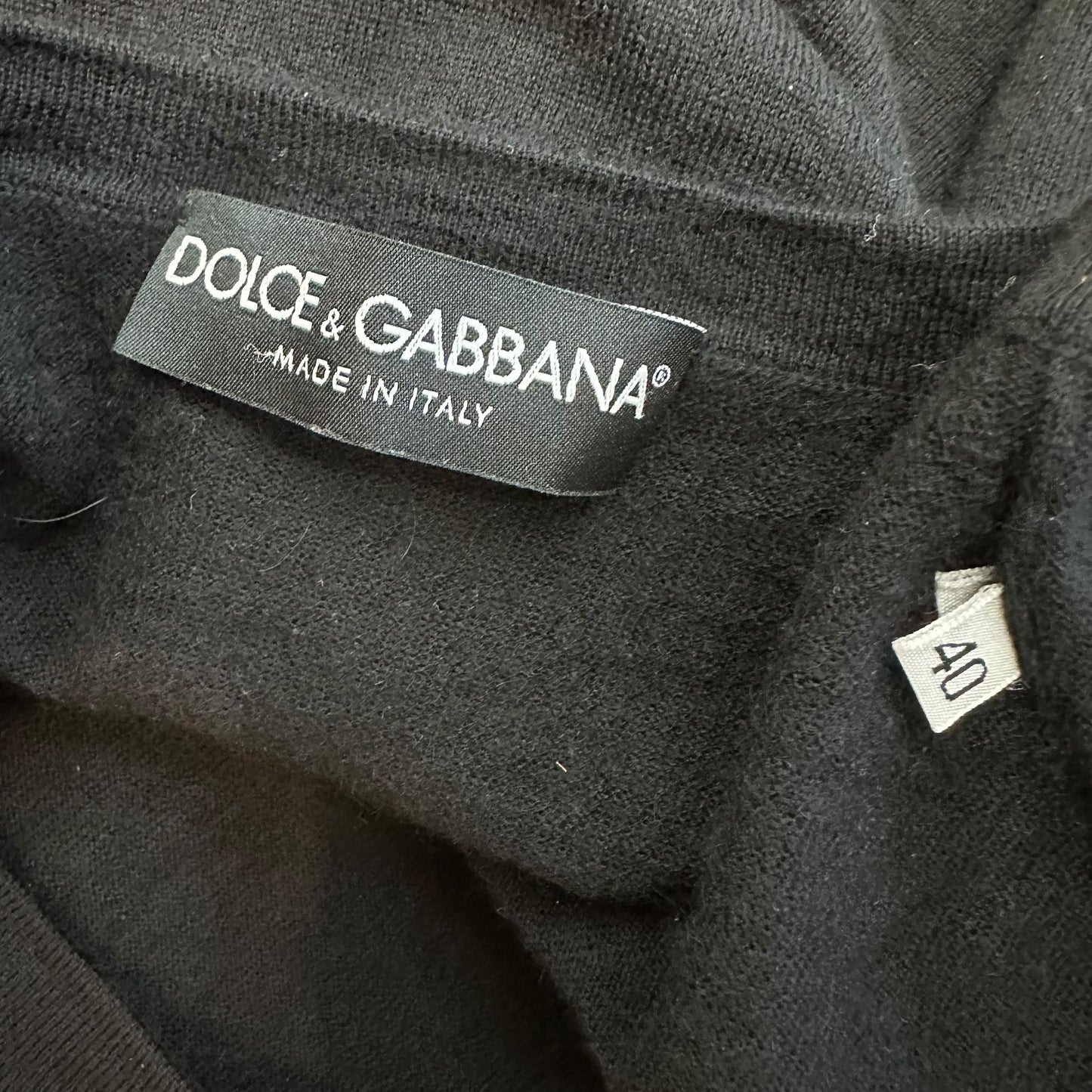 Dolce & Gabbana Black Cashmere V-Neck Sweater