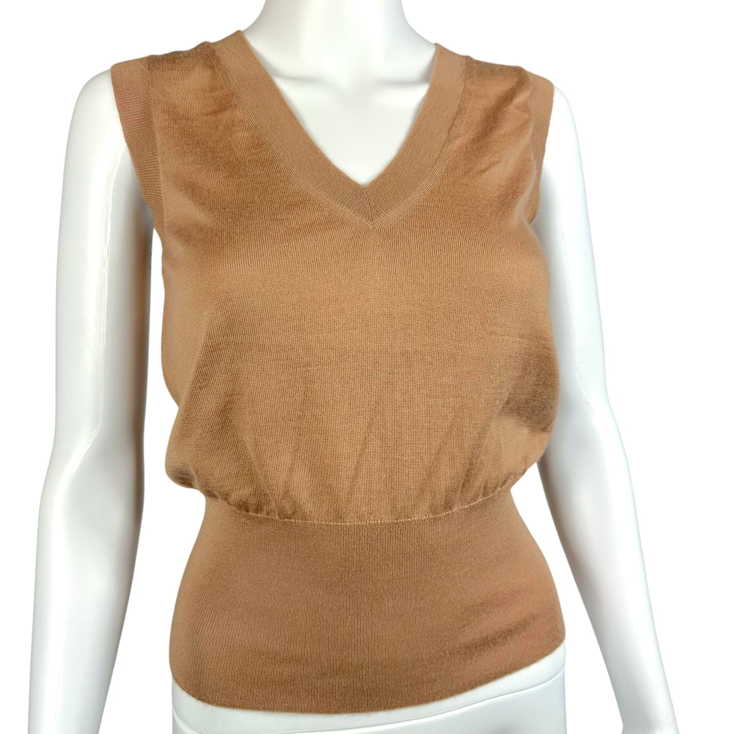 Celine Tan Cashmere Knit V-Neck Tank Vest