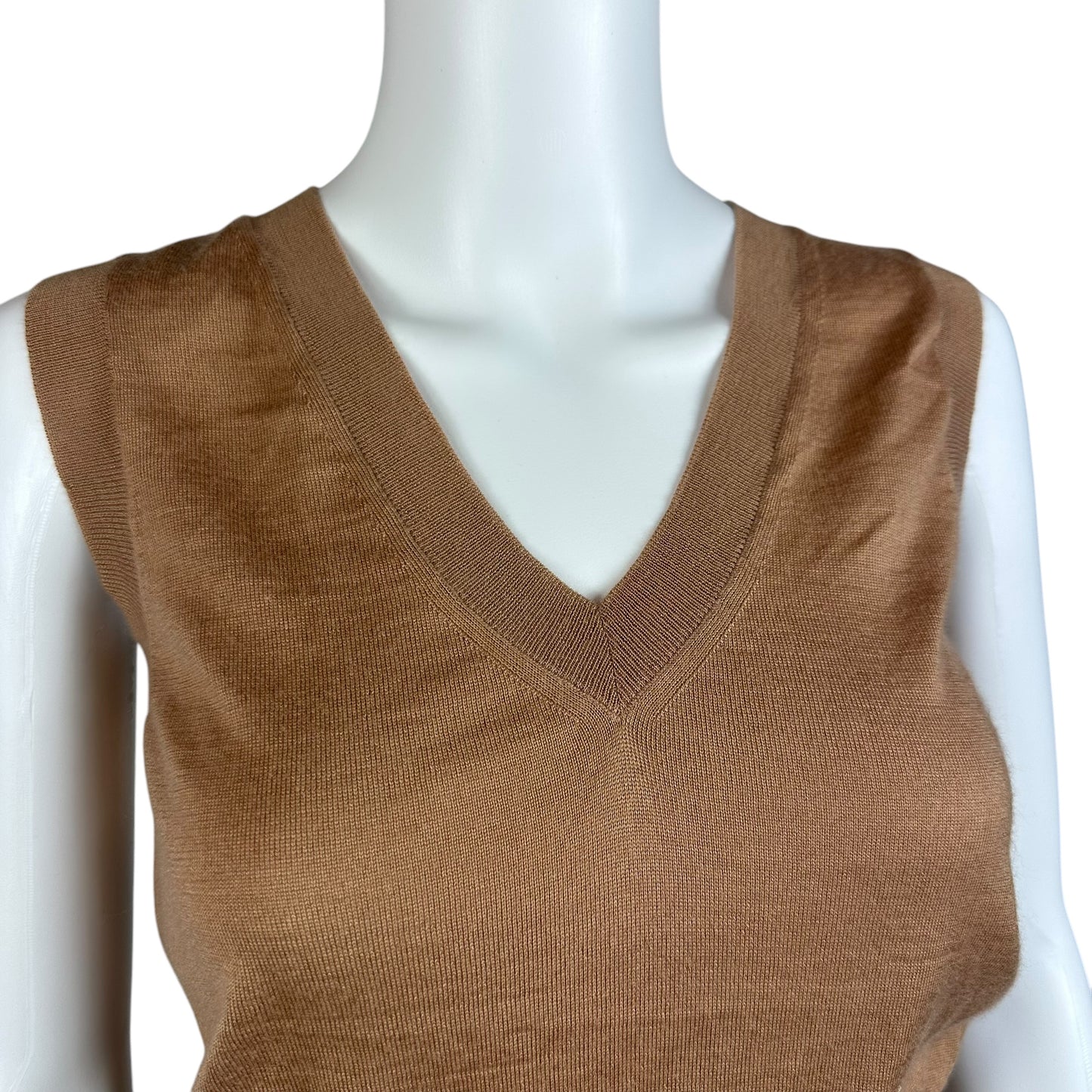 Celine Tan Cashmere Knit V-Neck Tank Vest