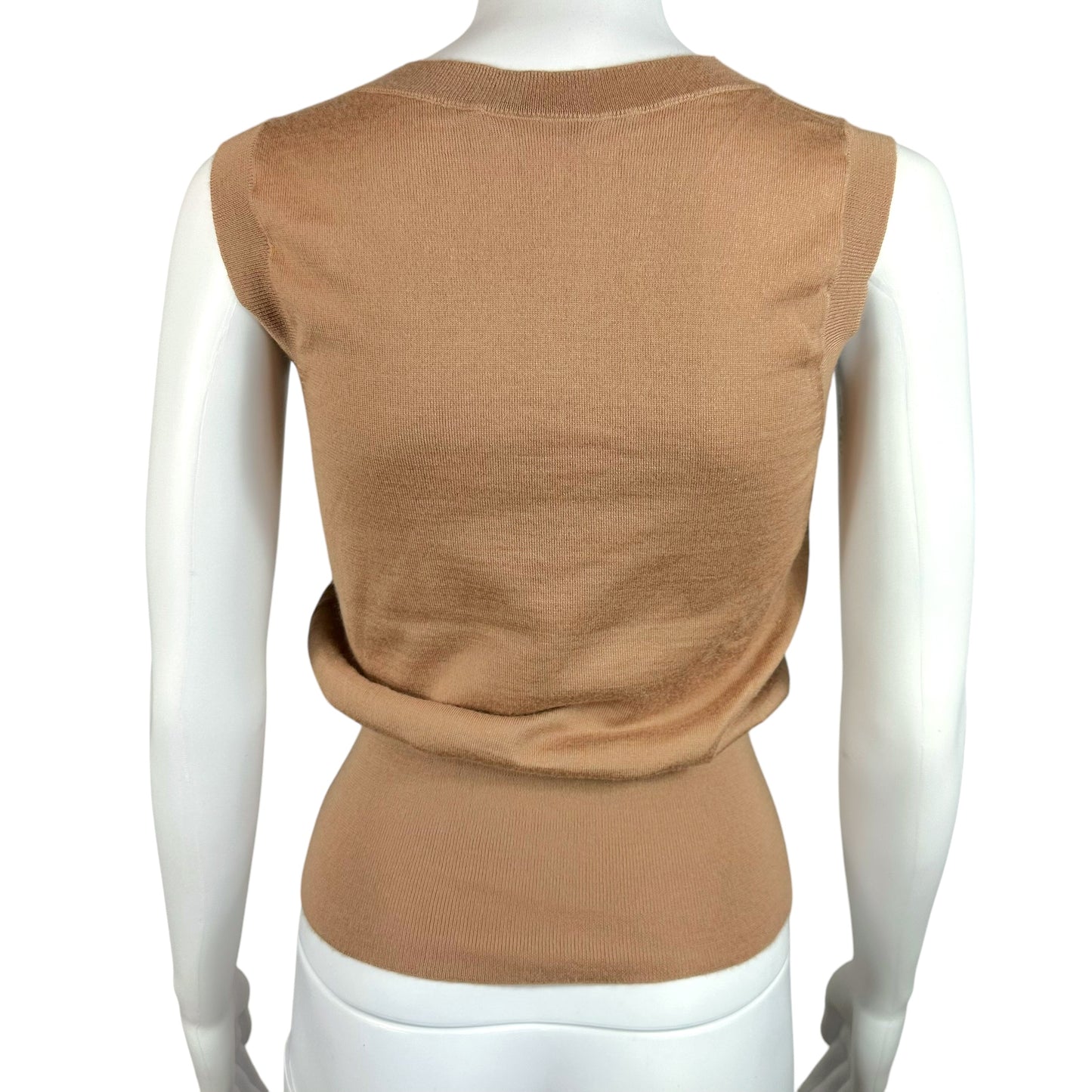 Celine Tan Cashmere Knit V-Neck Tank Vest