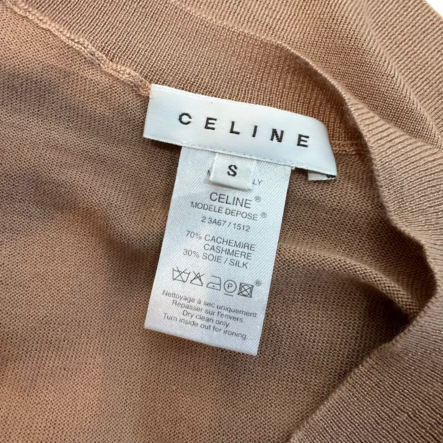 Celine Tan Cashmere Knit V-Neck Tank Vest