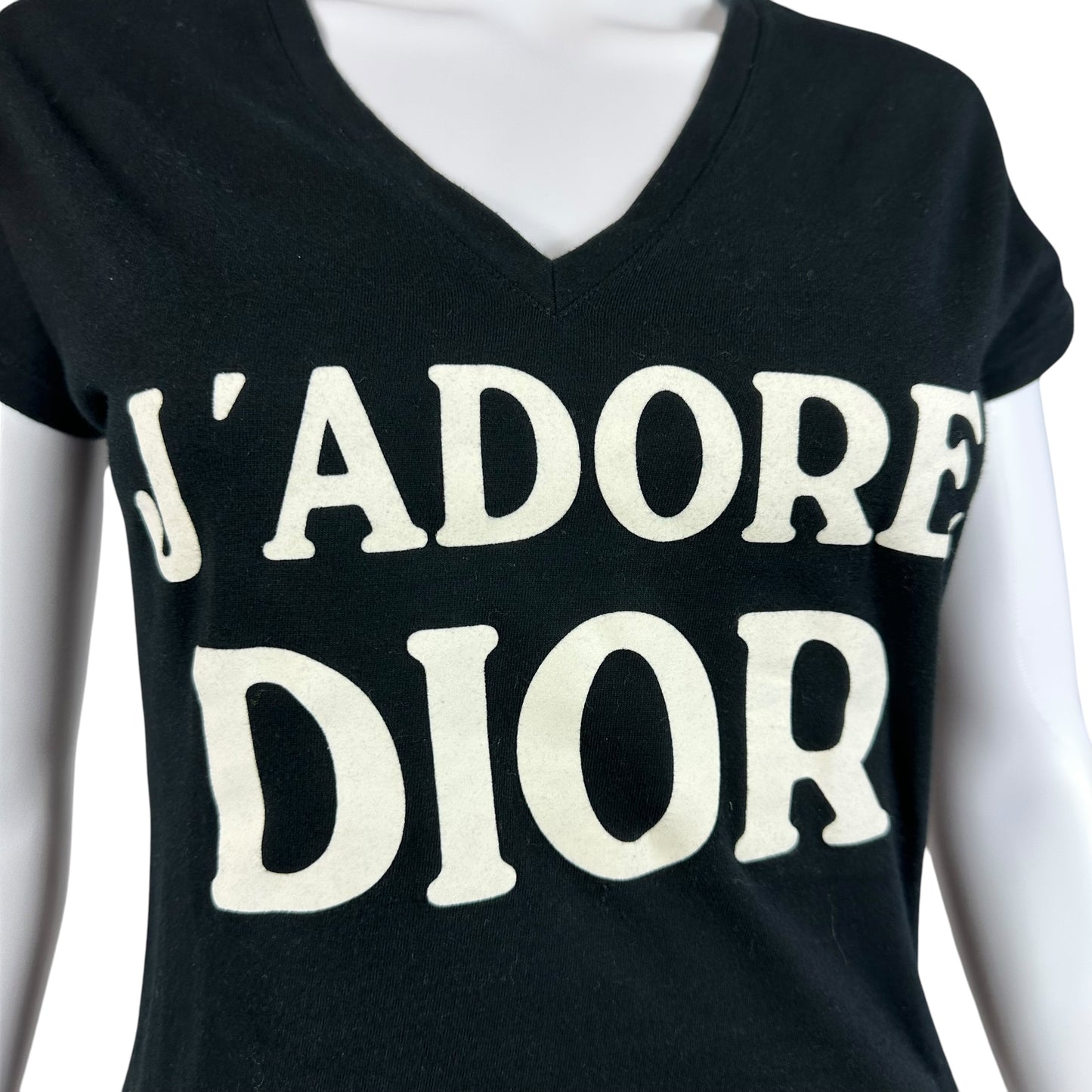 Christian Dior S/S 2003 Black & White J'Adore Dior V-Neck T-Shirt