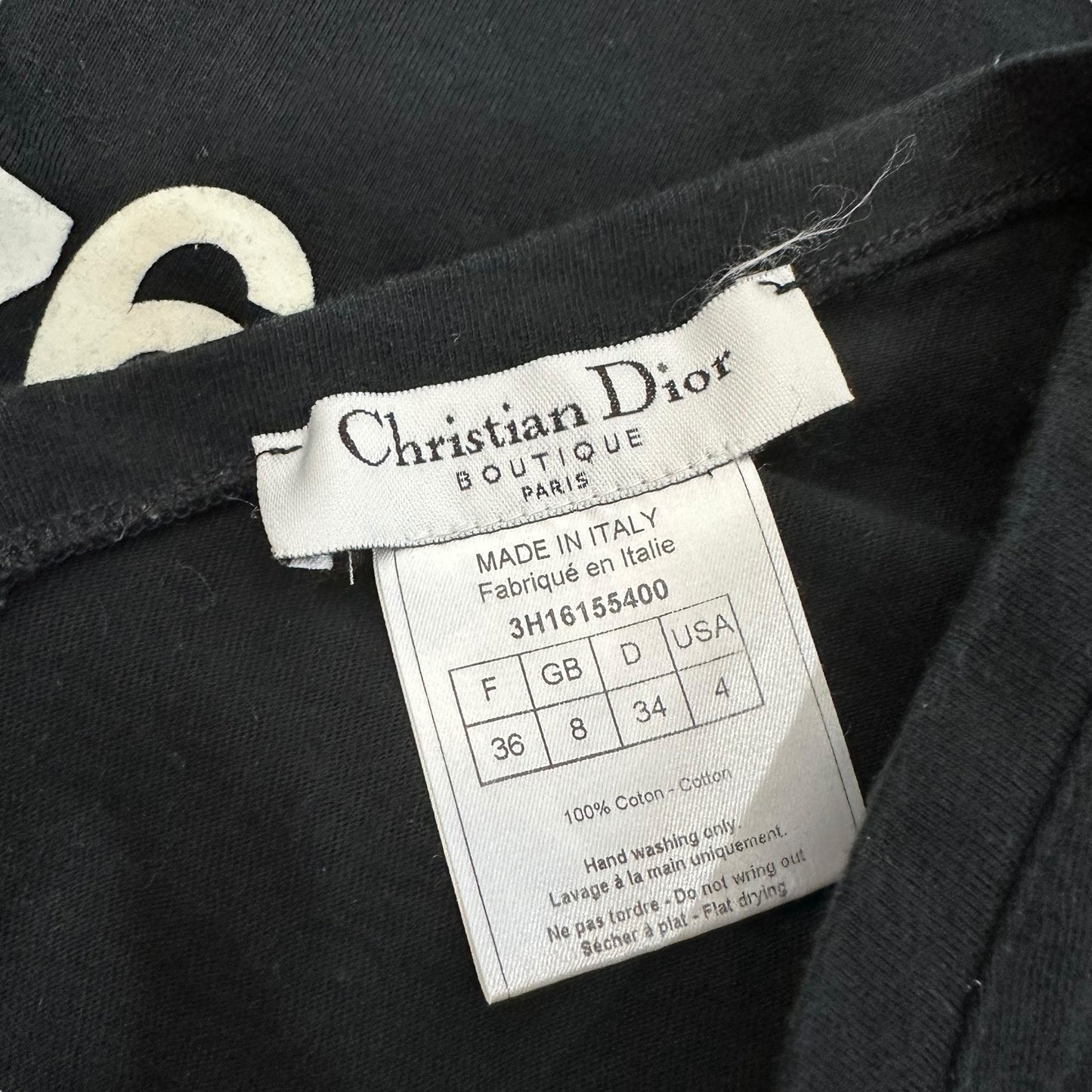 Christian Dior S/S 2003 Black & White J'Adore Dior V-Neck T-Shirt