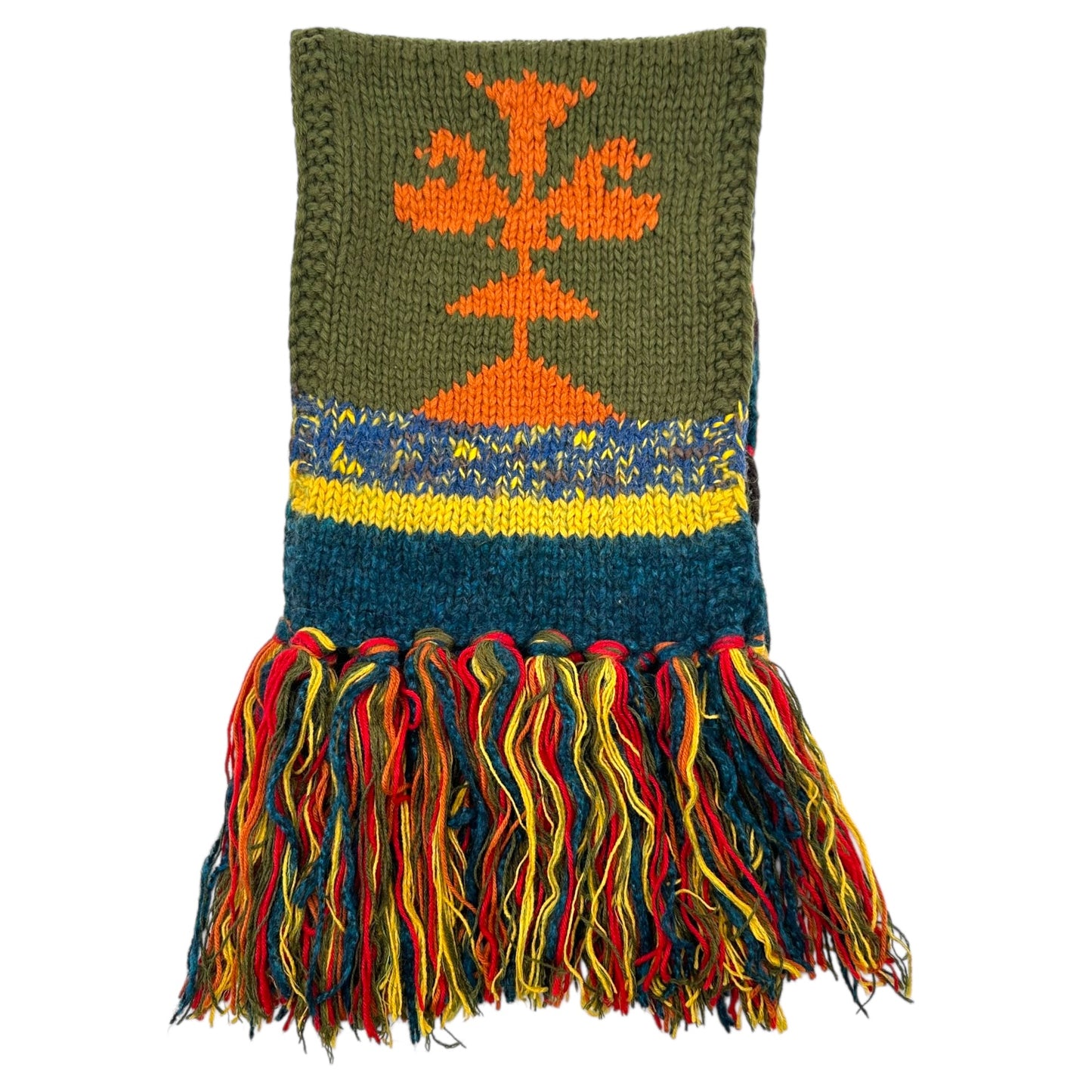 D&G Dolce & Gabbana F/W 2002 Multicolor Chunky Wool Knit Patterned Scarf