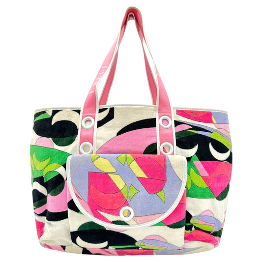 Emilio Pucci Pink Multicolor Printed Terry Tote Bag