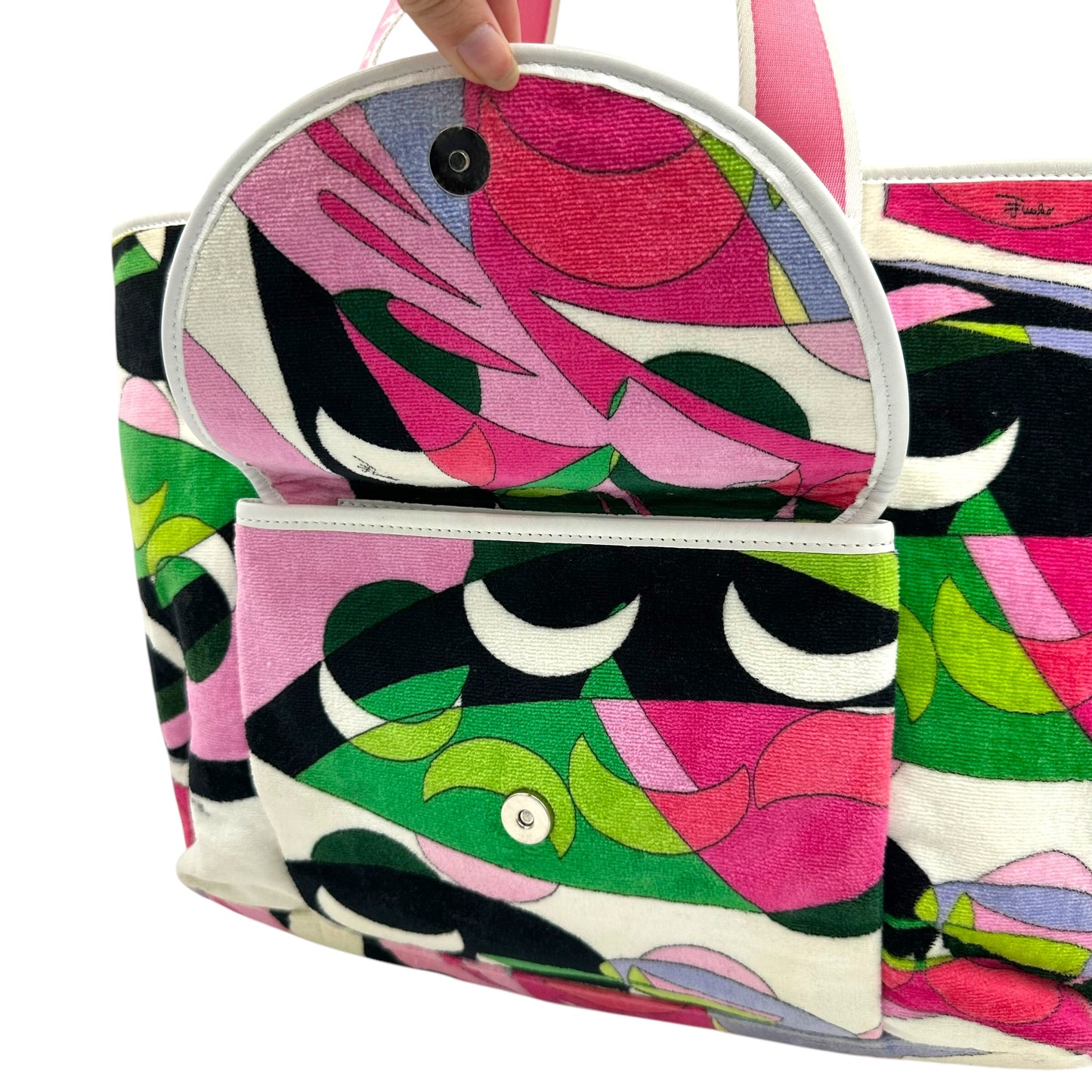 Emilio Pucci Pink Multicolor Printed Terry Tote Bag