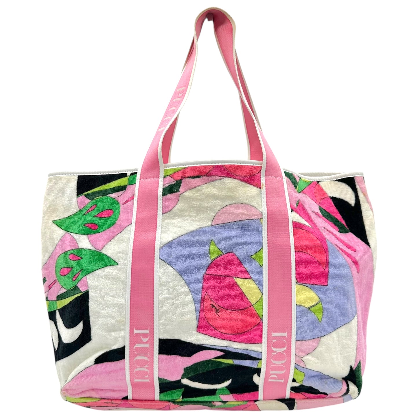 Emilio Pucci Pink Multicolor Printed Terry Tote Bag