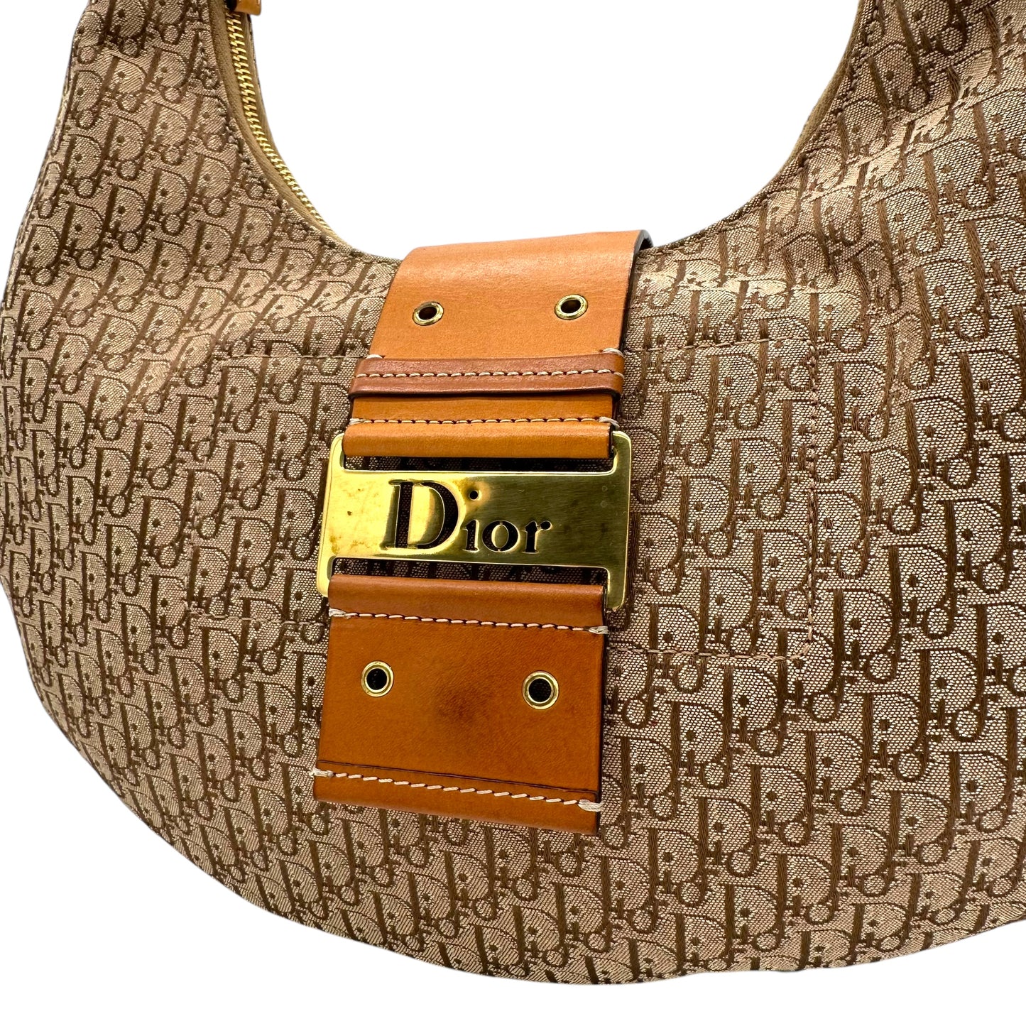 Christian Dior Street Chic Tan Monogram Round Hobo Bag