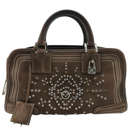 Loewe Brown Suede Rhinestone Amazona 28 Bag