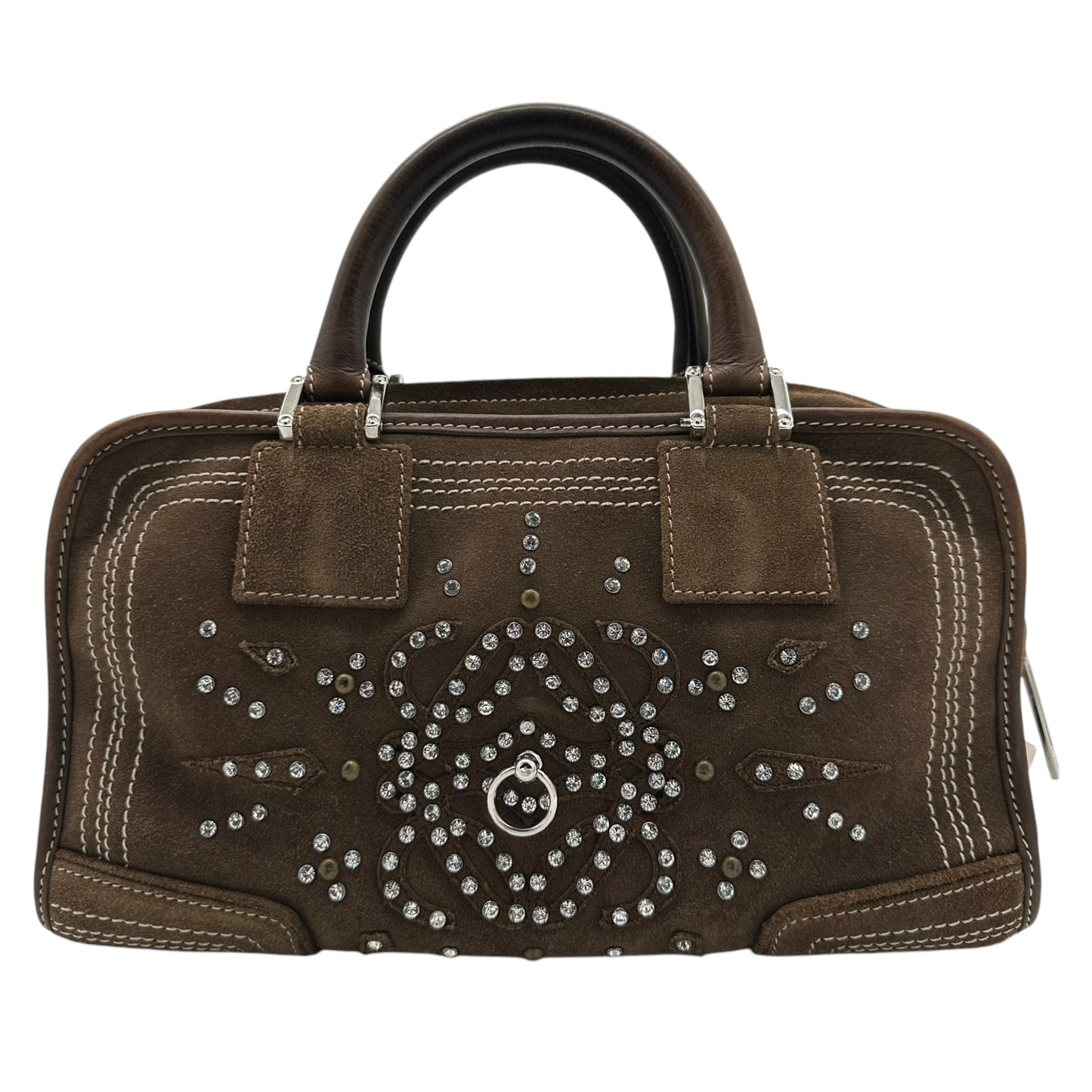 Loewe Brown Suede Rhinestone Amazona 28 Bag