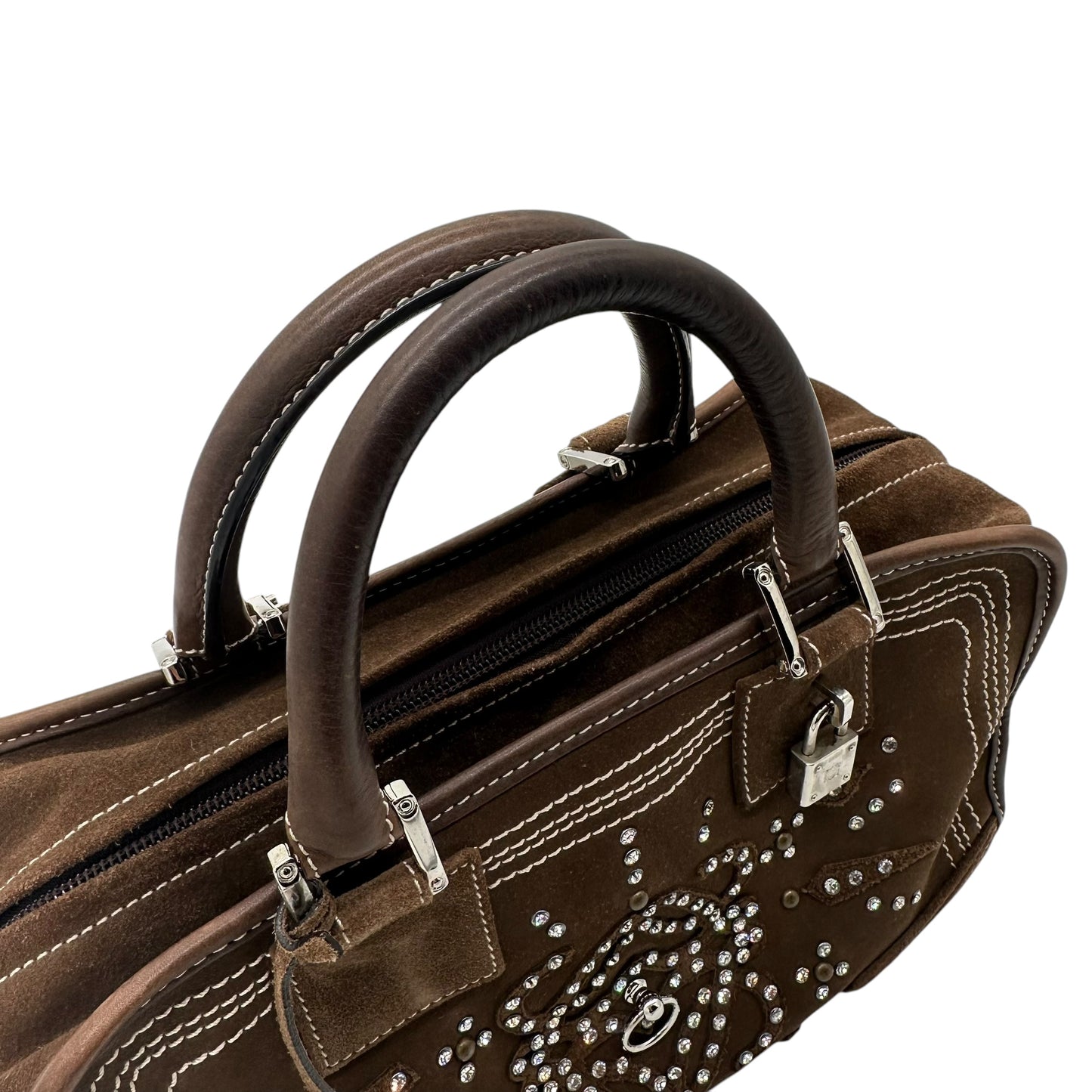 Loewe Brown Suede Rhinestone Amazona 28 Bag