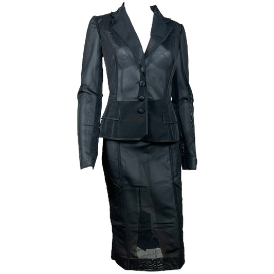 Dolce & Gabbana Black Mesh Blazer & Skirt Set - Outfit Repeater