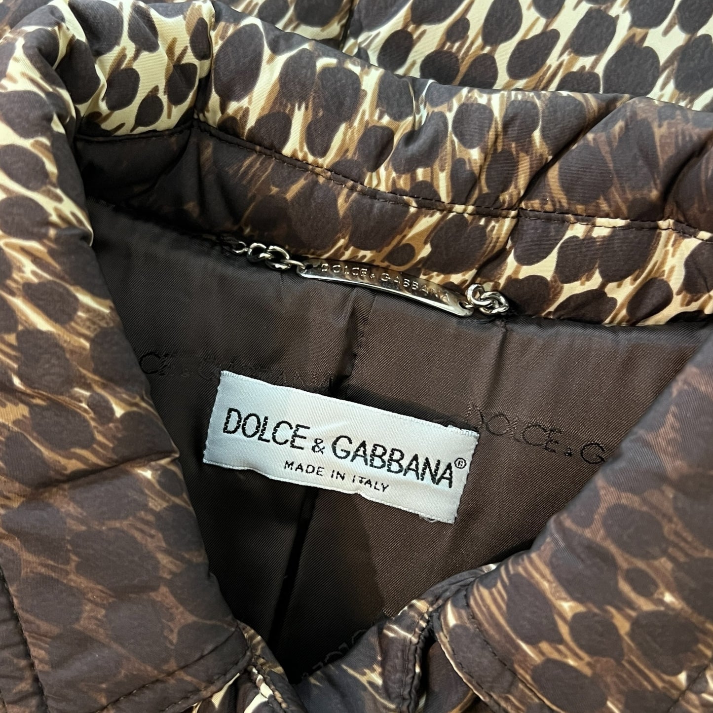 Dolce & Gabbana 90's Leopard Print Puffer Trench Coat