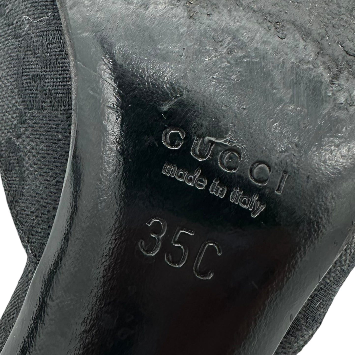 Gucci Black Monogram Horsebit Kitten Mule Heels - Outfit Repeater