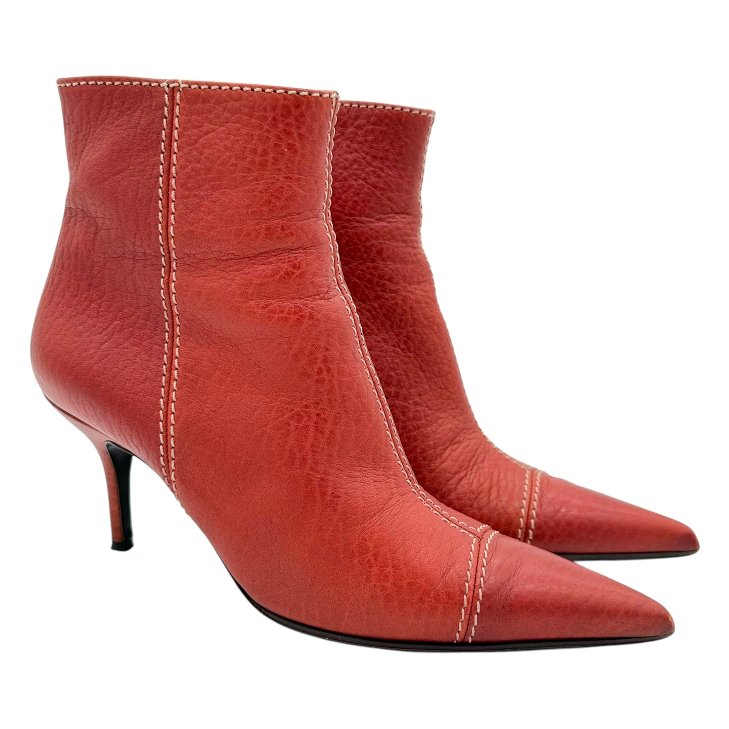 Dolce & Gabbana Red Pointed Toe Heeled Booties