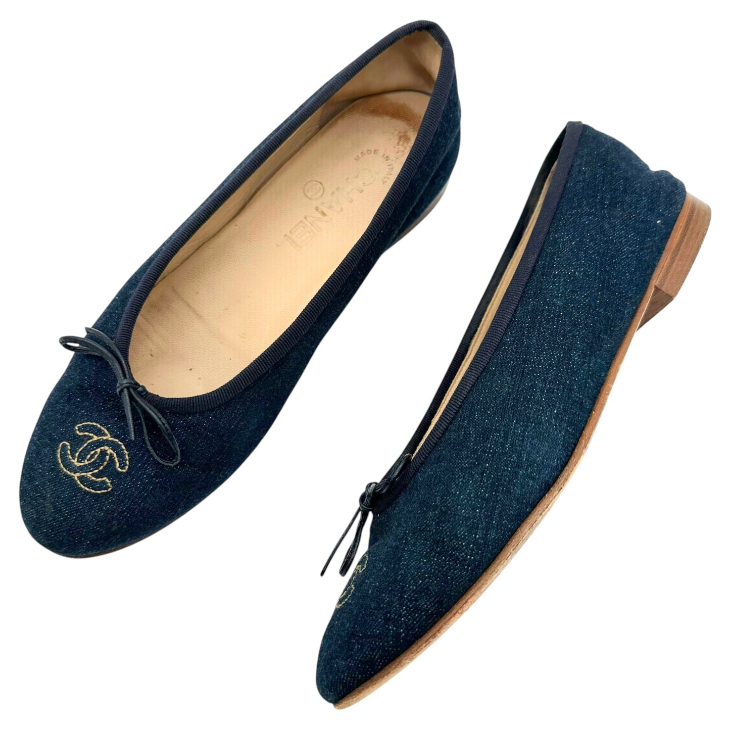 Chanel Denim Logo Ballet Flats