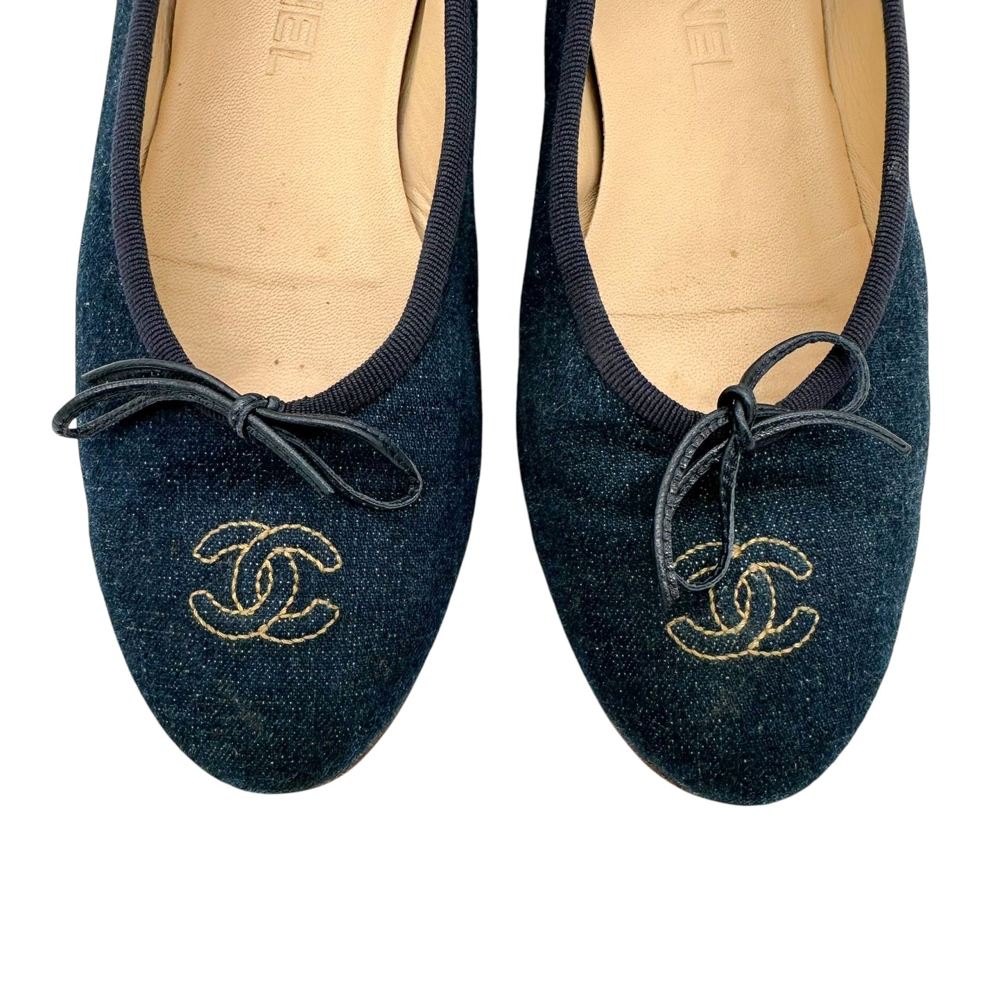 Chanel Denim Logo Ballet Flats