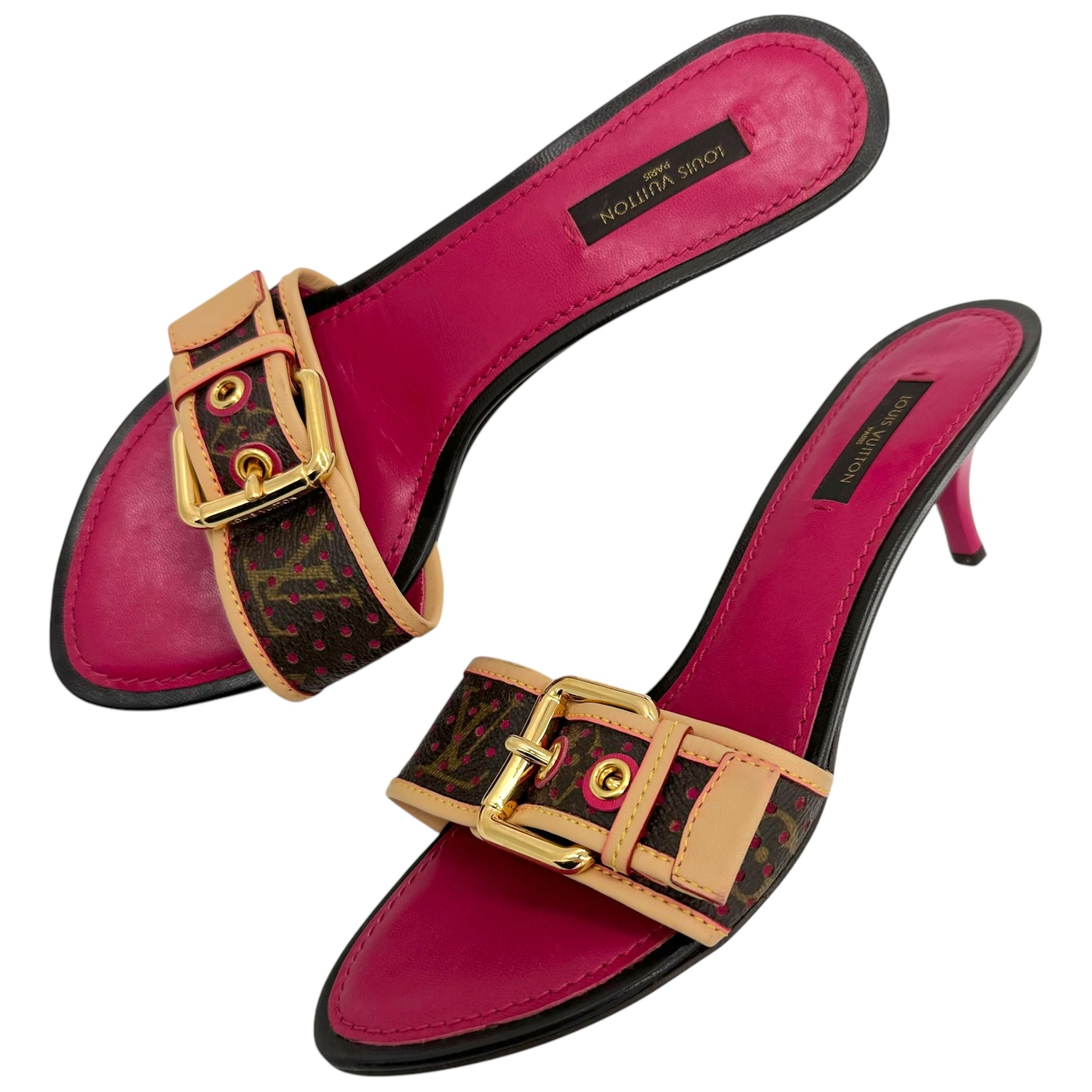Louis Vuitton Monogram Canvas Buckled Kitten Heels - Outfit Repeater