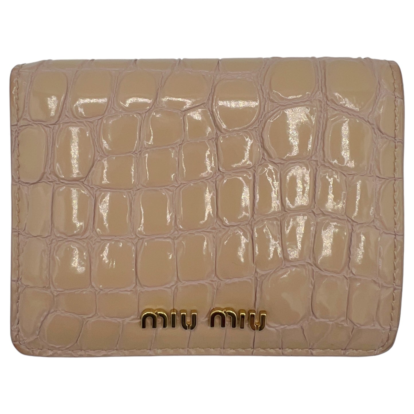 Miu Miu Beige Croc Embossed Wallet