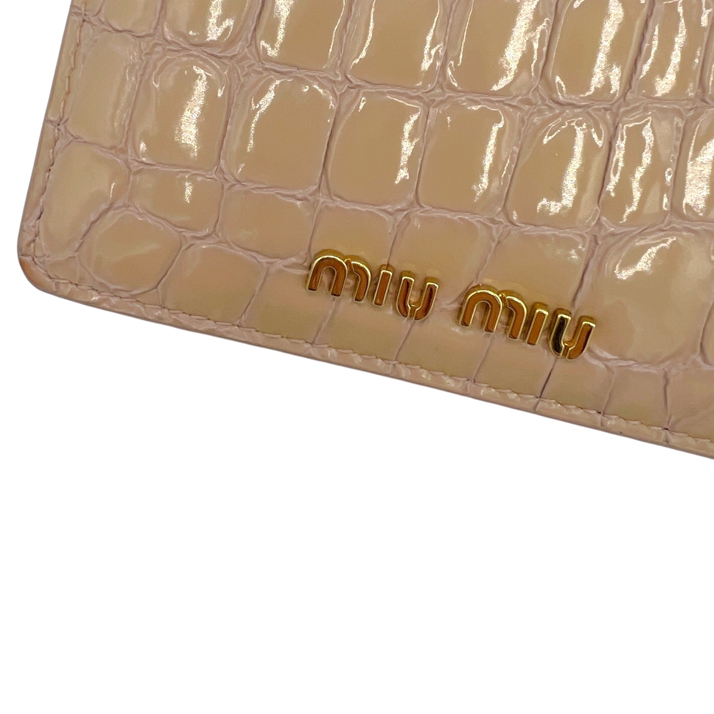 Miu Miu Beige Croc Embossed Wallet