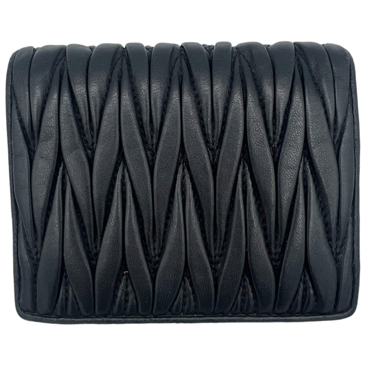 Miu Miu Black Quilted Wallet with Crystal Logo