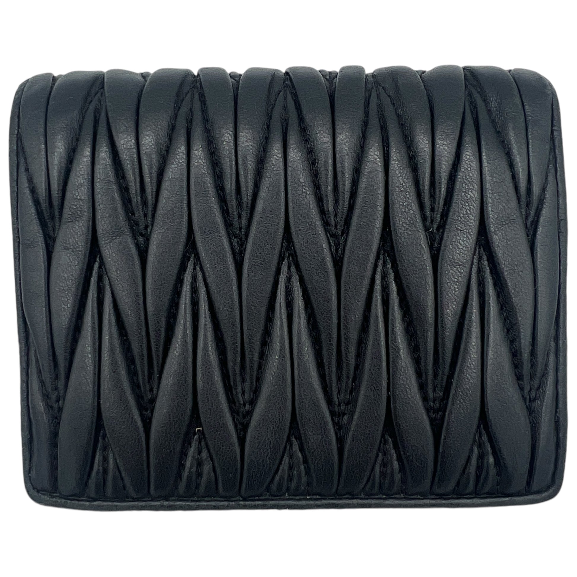 Miu Miu Black Quilted Wallet with Crystal Logo